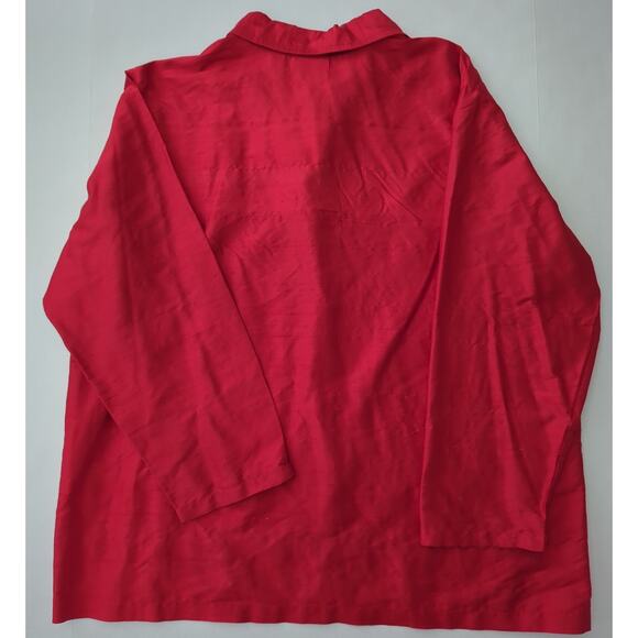 CHICO'S DESIGN Size 3 Red 100 % Silk Collared button up blouse Women's US Sze 16 - Picture 4 of 5